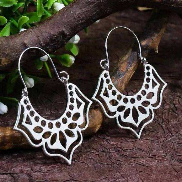 Any 3/$25! Silver Lacy Openwork Boho Earrings - Picture 3 of 6